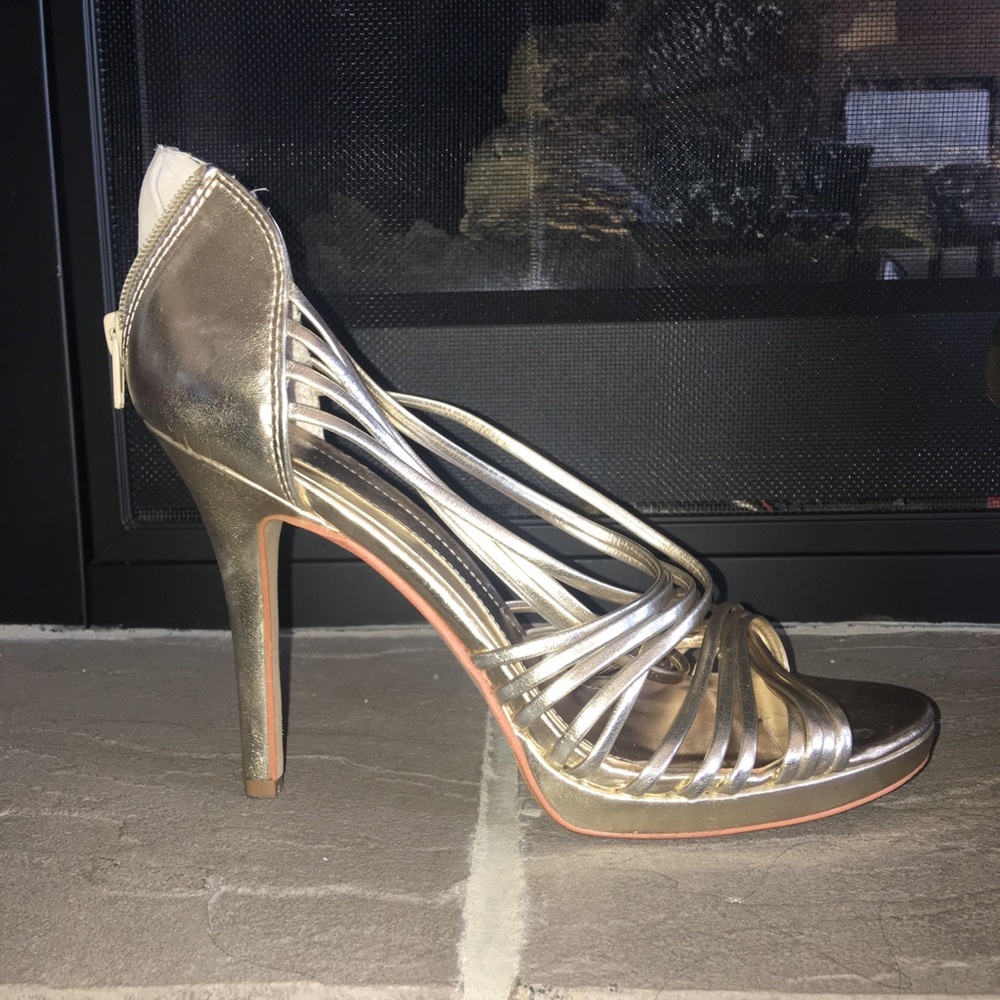 Chinese Laundry Gold Strappy Heels